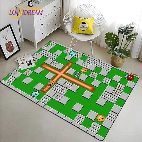 Bomberman Game Carpet for Living Room Bedroom Rug Kitchen Door Kid Unslip Floor Mat Birthday gift photography props Alfombra Rug W260525