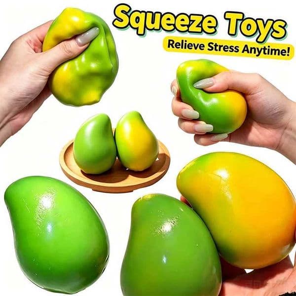 NEW Mango Stress Ball Soft Fidget Sensory Toy Simulated Slow Rebound Squeeze Toy Color-changing Squeeze Relief Stress Anytime Z260525