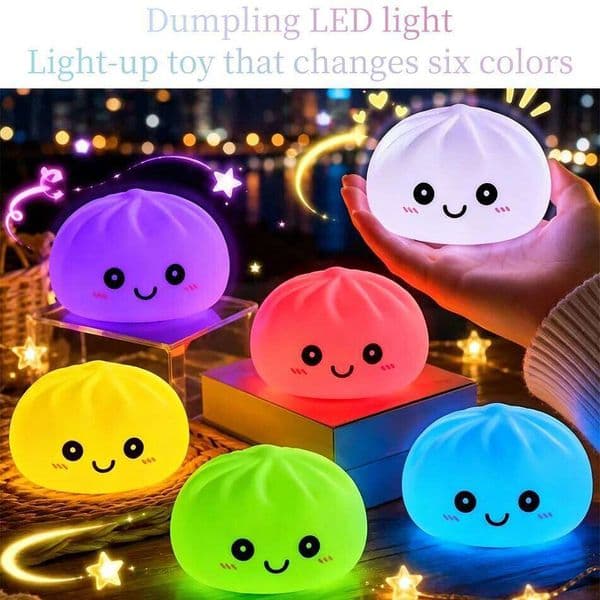 Healing silicone dumpling night pressable 6-color gradient LED light, office desktop stress relief gadget J260525