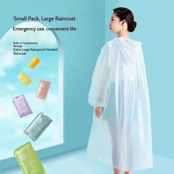 Disposable Rain Poncho Portable Compression Raincoat for Adults Kids Waterproof Hooded Rain Coat for Travel Hiking Camping C260525