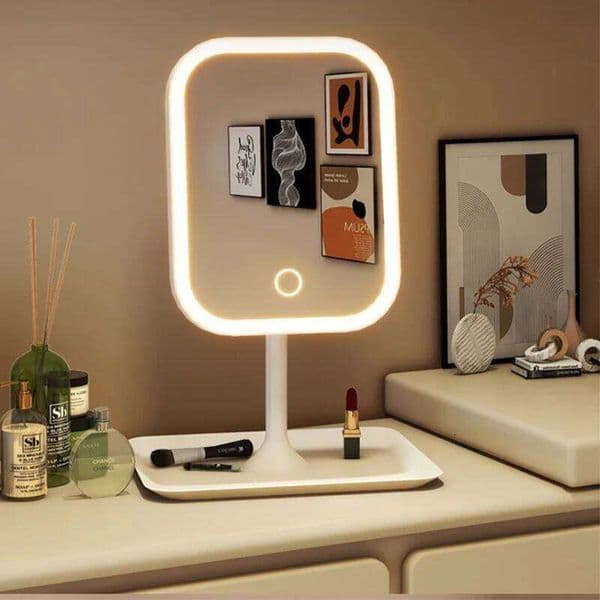 Niche Modern Desktop Vanity 3 Color Light LED Makeup Touching Women Bedroom Dressing Mirror W260525