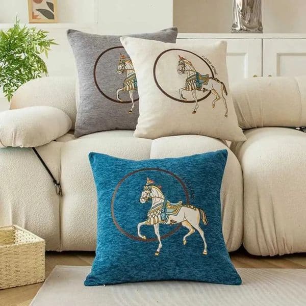 2026 Luxury perfume 45Cm Throw Cushion Pack Of 1 Pcs Luxury Horse Embroidery Modern Style cologne Couch Sofa Covers Free Shipping 6 18