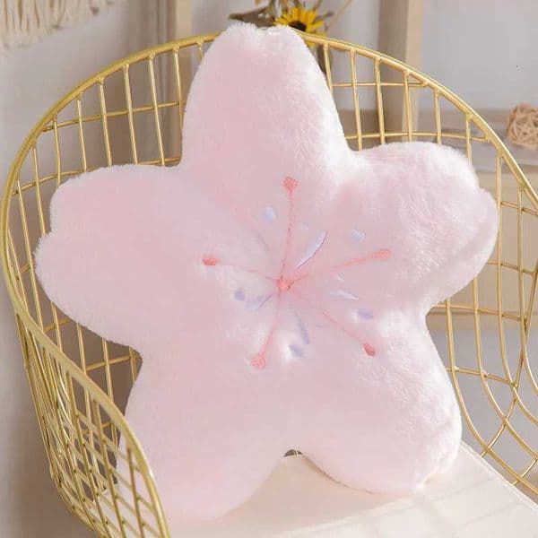 New Pink Sakura Plush Throw pillows Kawaii Flower Plush Pillow Mat Lifelike Soft Cherry Blossom Cushion Plushie Props Gift H260525