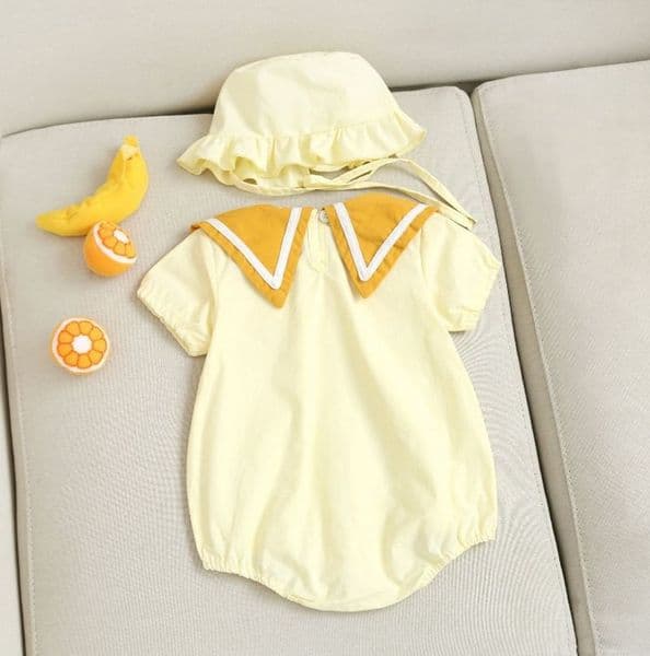 w1689 Baby Girl Clothes INS Coton Baby Rompers Hats 2PCS Sets Solid Color Toddler Jumpsuits Short Sleeve Infant Outfits Boutique Clothing