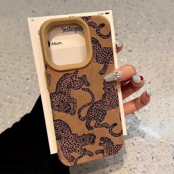 Vivid Leopard Pattern Bonded Leather Phone Case For 17 16 15 14 Pro Max 13 12 11 XS XR X 16 Plus Shockproof Bumper Cover L260524