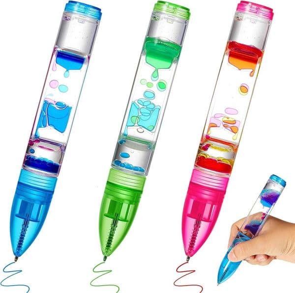 Equsion 6 Pcs Motion Bubbler Cool Pens Fun Liquid Timer Pen Fidget Office Desk Toys Novelty Gifts for Autism ADHD Anxiety Stress Relief Sens X260525