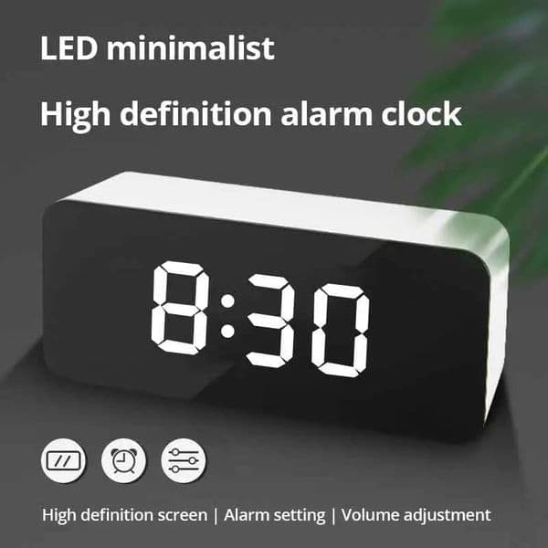 1Pc White LED Mirror Table Clock Snooze Display Time Night Light Desktop USB Alarm Clock Home Decor 260525