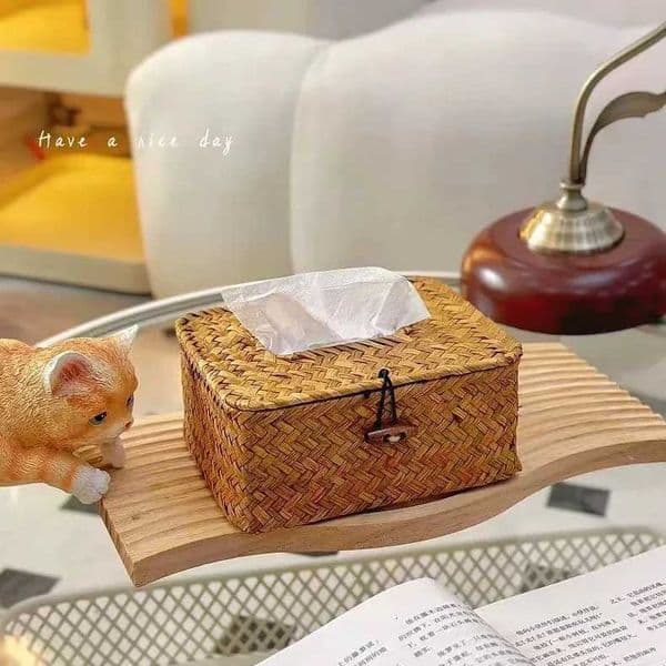 New Rattan Tissue Box Home Decoration Handmade Desktop Tissue Rattan Tissue Box for Barthroomhomehotel and OfficeJ260525