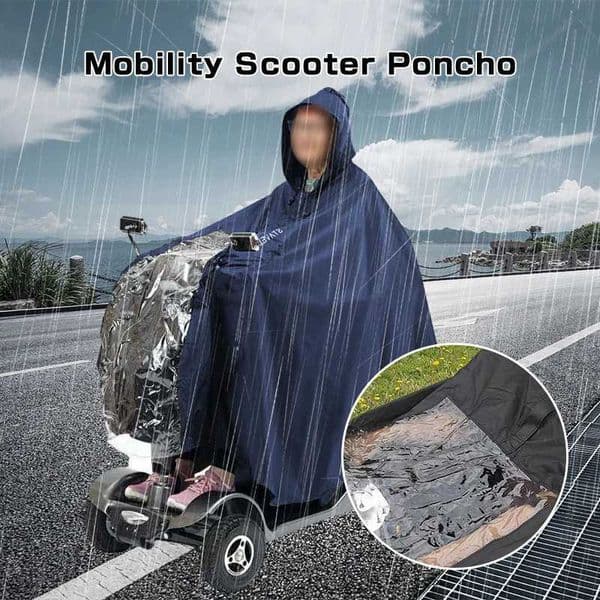 1pc Elderly Mobility Scooter Rainwear Durable Waterproof Poncho Wheelchair Hooded Raincoat Electric Bike Cycling Rain Cover C260525