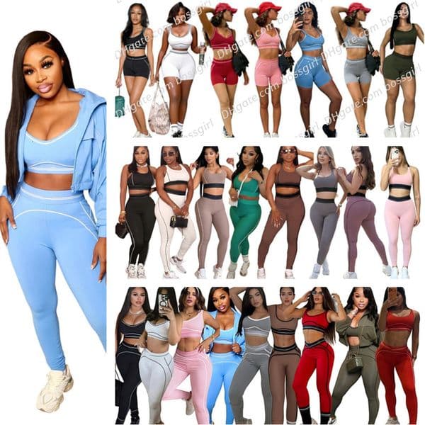 Women Tracksuits Two Pieces Set Summer New Yoga Set Gathering Sports Tank Top High Waist Hip Lifting Abdominal Compression Fitness Set 27 Colors