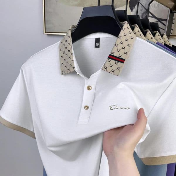 Men's Polos 2026 Summer Item Letter Printe Polo Shirt Design Sense T-shirt Men Busines Commute Short Sleeve Casual Top
