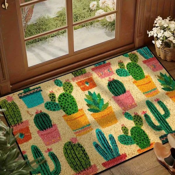 VIKAMA Colorful Cactus Carpet Colorful Floor Mat Washable Doormat Welcome Mat Rug For Bedroom Carpet For Live Room Home DecJ260525