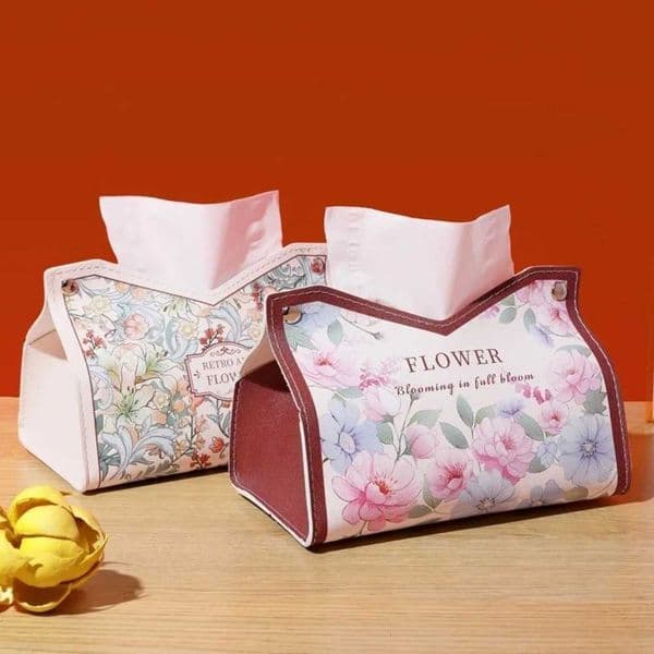 Luxury Leather Tissue Box Multi-functional Car Interior Tissue Storage Box Pull-down Pocket Paper Holder R260525