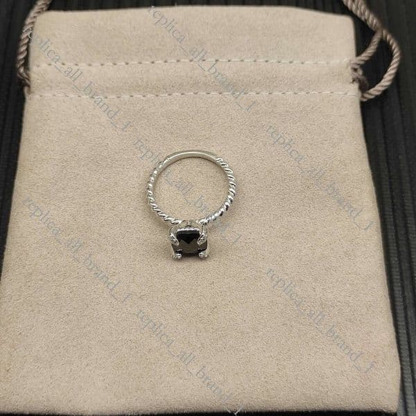 NEW 2026 Davids Designer High Quality Davidlys Jewelry Classic Punk Luxury Ringsfashion Retro Unisex Gold Four Sided Diamond Ring Mens And Women Ring Leather Bag 59E