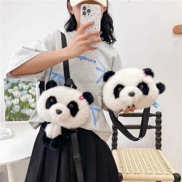 Womens New Bag Fashion Panda Plush Bag Nice Single Shoulder Crossbody Bag Doll Backpack Cute Bag Kawaii Tote Bag M260525