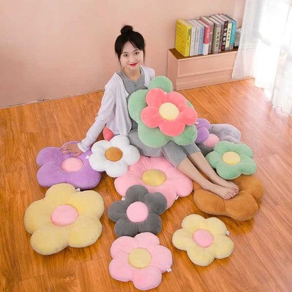 Flower Circular Shape Cushion Soft And Solid Color Cushion Couch Pillow Cover Office Classroom Chair Bedroom Floor Winter Thick H260525