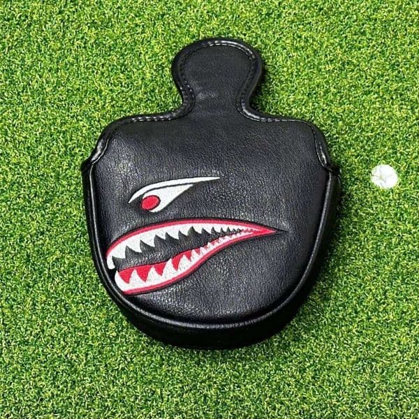 Black PU Shark Embroidery Golf Club Mallet Putter Head Cover Magnetic Closure W260526