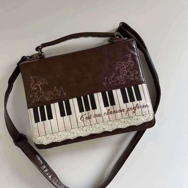 Vintage Artistic Piano Lace Backpack, Single Shoulder Crossbody Korean Style JK Bag, Simple And Textured Briefcase, Phone Bag