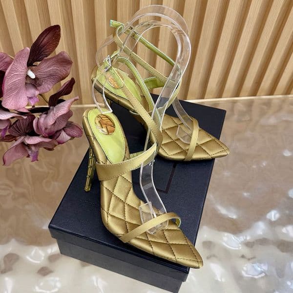 Womens Premium Version Slingback Pumps Designer Metal Buckle Ball Pump Ladie Open Toes Silk High Heeled Sandals Genuine Leather Outsole Sizes 35 42
