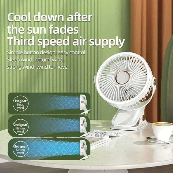 Rechargeable LED Camping Portable Desktop Air Circulator with Light Wireless Ceiling Clip-on Home Fan 8000mAh 26L0526