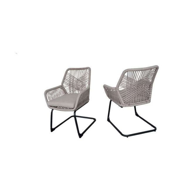 light Grey PE Rattan Outdoor Armchair Spring Support, -Weather Patio Furniture with Cushion for Balcony, Garden, and Backyard
