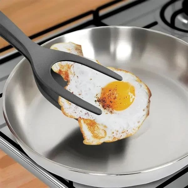 2 in 1 Nylon Grip Flip Tongs with Egg Spatula And Steak Turner Clamp Pancake Fried Turners Kitchen Cooking Accessories 260526