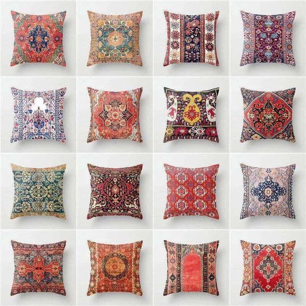 Ethnic Style Pattern Square Polyester Pillowcase, Sofa Living Room Decorative Cushion Cover, Bedroom Bedside Pillo 26Y0526