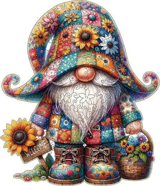 Jigsaw Gnome for Adults Unique Shape Medium 103x118 Puzzles with Exquisite Wooden Box Packaging X260525