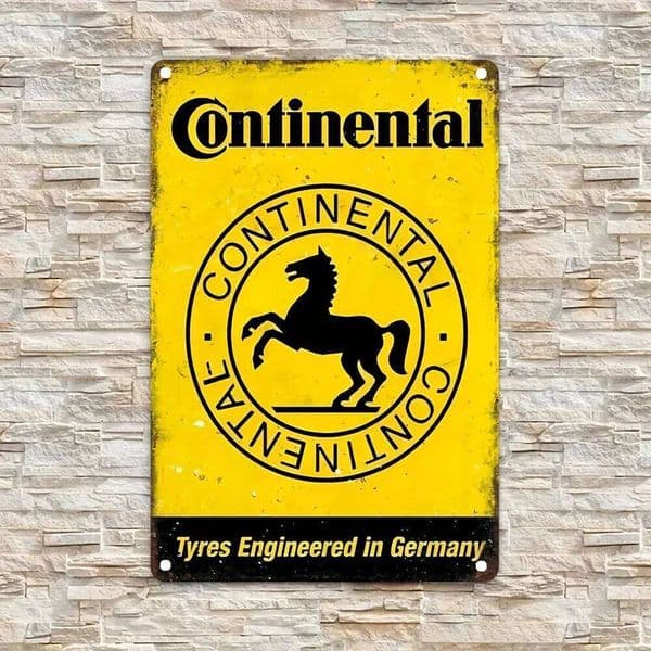 Continental Vintage Metal Tin Sign, Tyre Engineering Germany Advertisement for Home, Room, Restaurant, Bar, Cafe, Garage Decor 26Y0526