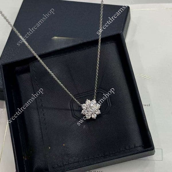designer necklace harryswinstons High Version Hairei HW Sunflower Necklace High-end Full Diamond Pendant Light Luxury Eight-petal Snowflake Clavicle Chain