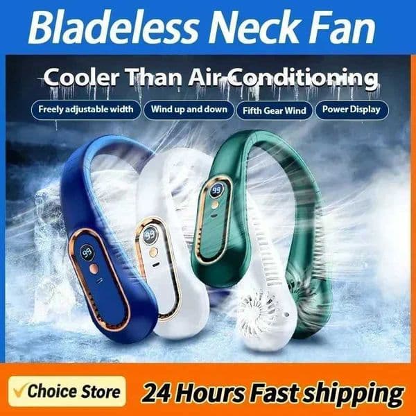 3000mAh Hanging Neck Fan Portable Bladeless Mini USB Rechargeable Mute LED Digital Display Electric Fan Summer Air Cooler Z260526
