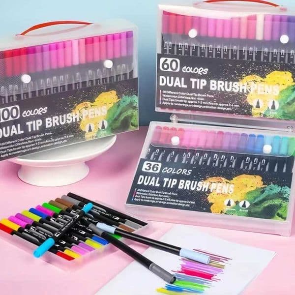 Water-Based Double-Ended Marker Set Soft Tip Watercolor Pens for Drawing Coloring Colored Line Art Markers for Beginners L260525