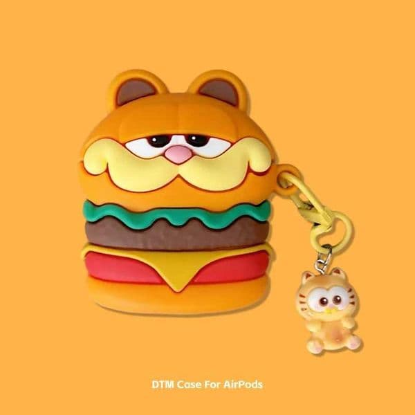 3D Hamburger Cat Cartoon Headphone Case for Airpods Pro 3 2025 4 3 2 1 with Charm Flocked Headset Cases Airpod Pro3 Funda T260525