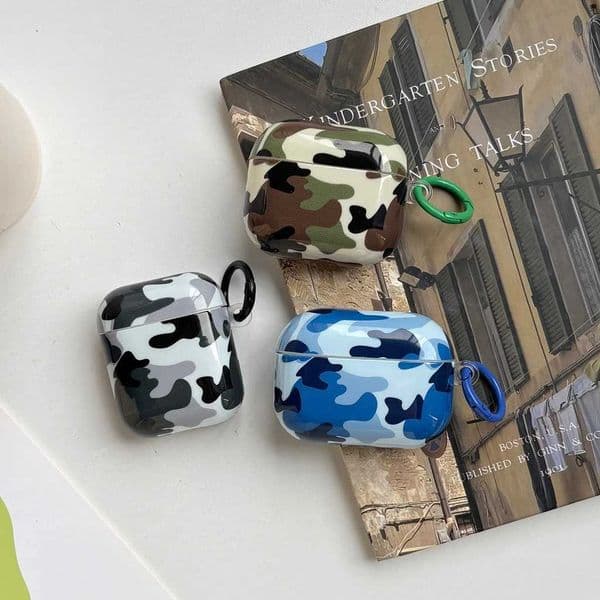 Personality Creativity Color Collision Camouflage Pattern Hook Earphone Case Cover for AirPods 1 or 2 3 4 Pro 2 Pro 3 T260525