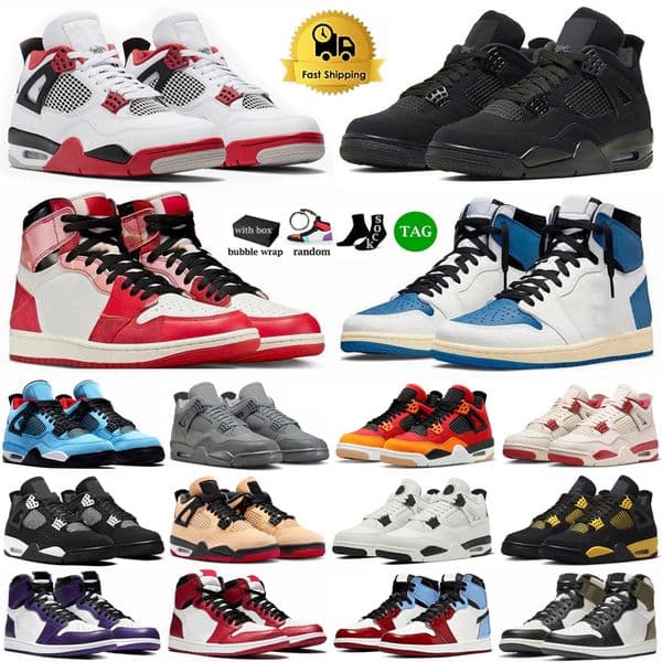Designer Shoes Basketball Shoes 4s 4 Men Women 1s 1 Jump Sneakers Military Black Bred Cool Grey Thunder Black Cat Leather Outdoor man Trainers Sports Shoes With Box