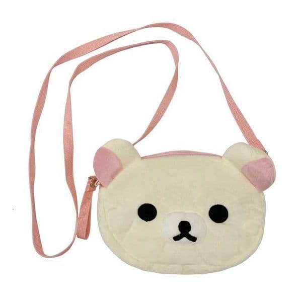 Rilakkuma Korilakkuma Plush Mini Crossbody Bags for Women Kids Bear Head Small Messenger Bag Kawaii Cute Phone Bag M260525