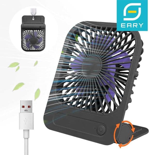 Eary Magnetic Ultra-Thin Wall Fan Portable USB 1200mAh Rechargeable Desktop Fan with Strong Magnet Base 4 Wind Speeds Adjustable Z260526