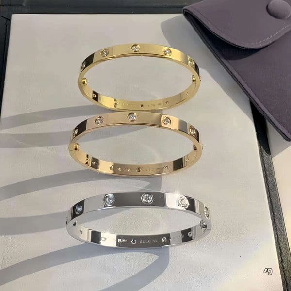 designer bangle v-gold non tarnish screw bracelet women 6MM wide 10 diamond mens bracelets with screwdriver fine gold jewelry woman party daily outfit