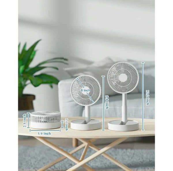 USB Foldable Mini Fan with 4 Speeds Timing Function Battery Operated Portable Table Fan for Indoor Outdoor Bedroom Use Z260526