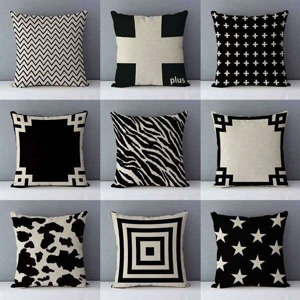 45x45cm square pillowcase European Casual Cozy White & black geometric cushion cover for sofa/bed home decorative Pillow Case 26Y0526
