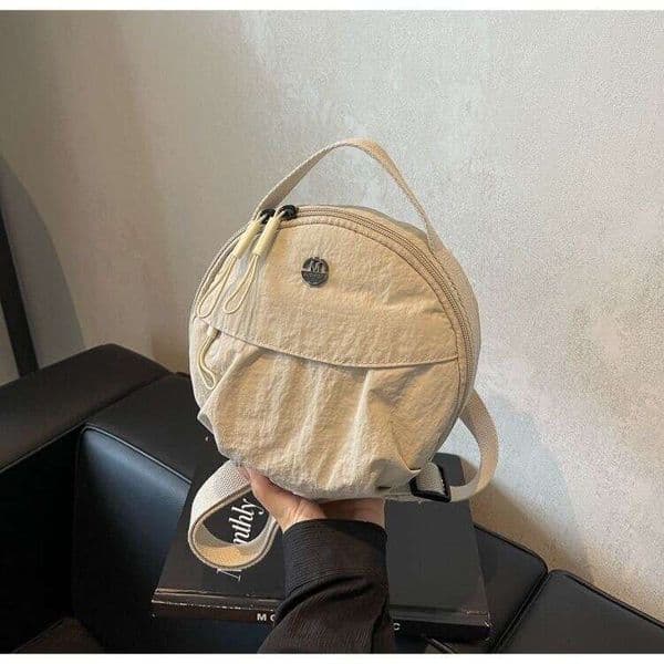 Cross-Border New Fashion Commuter Canvas Round For Women, Niche Design Handheld Pleated Bag, Crossbody Shoulder Bag Shoulder Bag Fashion Bag Handbag