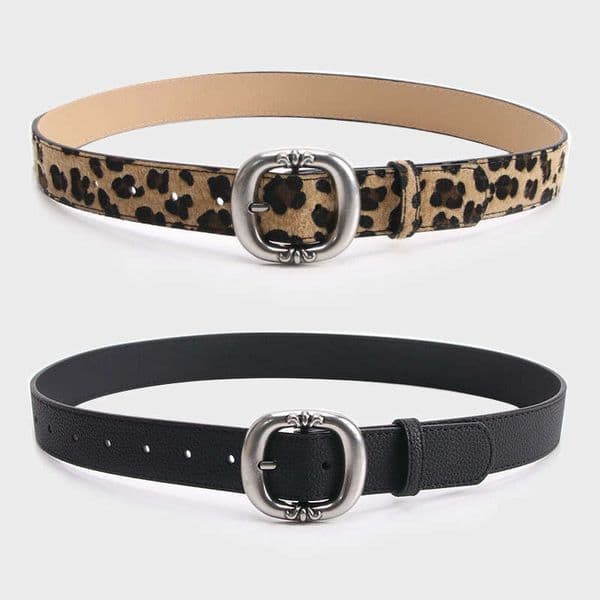 Cool leopard print furry women's belt, American style trendy cool waist women, versatile decorative belt for jeans and blazers