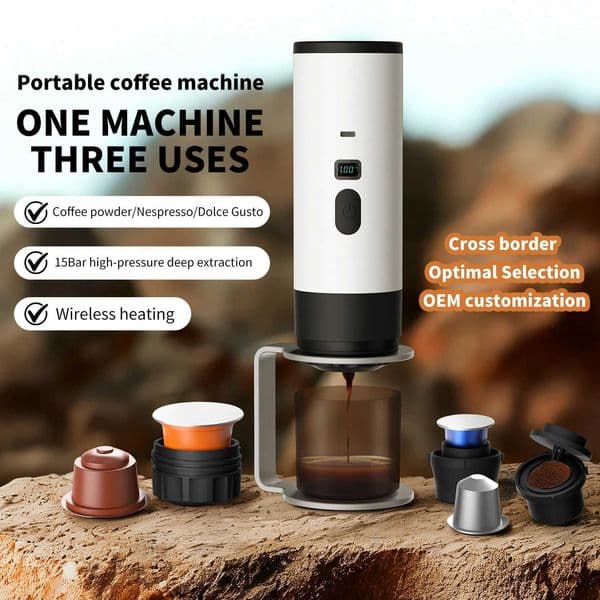 Portable Electric Coffee Maker 3-in-1 Capsule Coffee Grinder Travel Coffee Maker for Car and Home Camping Campany L260526