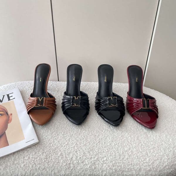 Slippers For Women Babylone Sandal Designer Mules Summer Leather Mules Designer Sandals Open Toe High Heels Babylone Slides Slipper For Women Shoes Casual Flat Heel