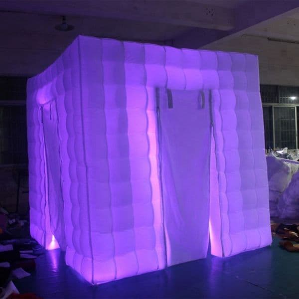 Oxford Cloth White Color Size 5x5x3mH (16.5x16.5x10ft) 2 LED strips Inflatable Photobooth Photo Booth tent for Party Wedding with 2doors