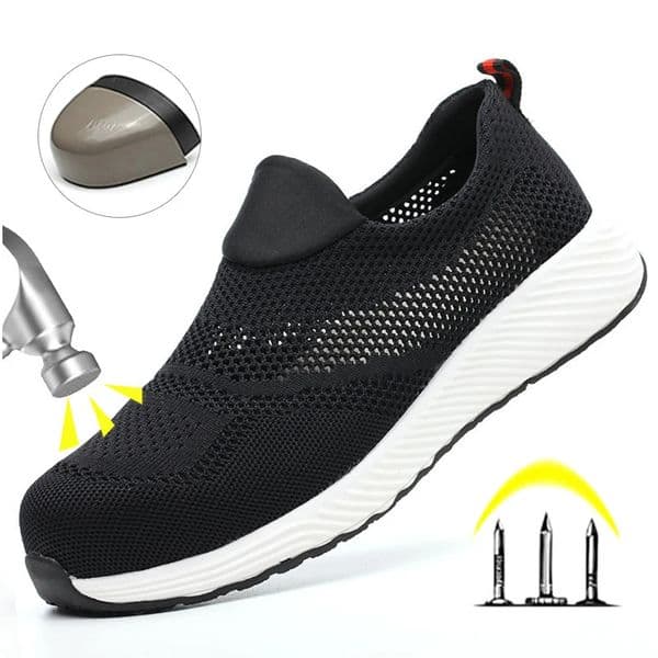 Breathable Safety Shoes Man Steel Toe Anti-Puncture Reinforced Sole Mens Work Shoes Lightweight Slip Resistant Safety Sneaker 260525