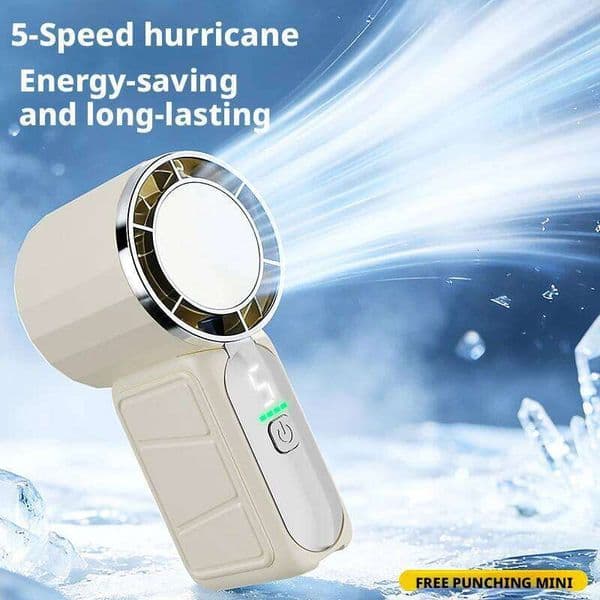 SEAMETAL Mini Portable Handheld Rechargeable 5 Speed Adjustable Air Cooling Turbo Fan for Car Home Indoor Outdoor 26L0526