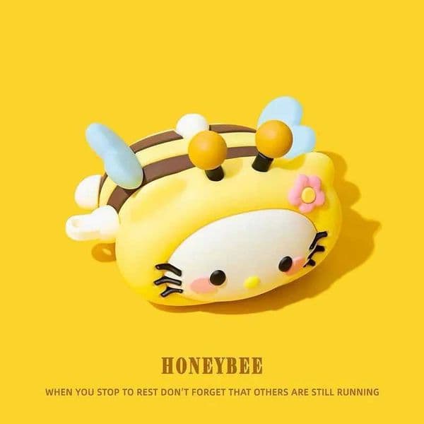 Lovely Honeybee Kitty Silicon Headphone Case for Airpods Pro 3 2025 4 3 1 2 Pro Charm Headset Cases Airpod Pro2 3 Hook T260525