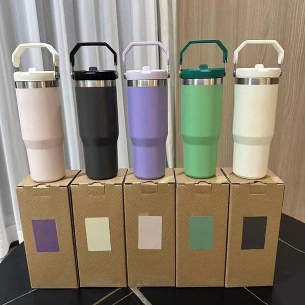 Tumbler Vacuum Insulated Water Bottle Home Office Car Reusable Cup With Straw Leak cologne Resistant Flip Cold perfume 12 Hours Or Ice 1011