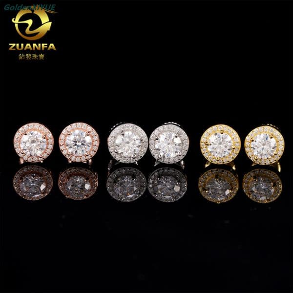 Hot-selling new model S925 sterling silver earrings with round 8mm wide moissanite classic earrings for men and women